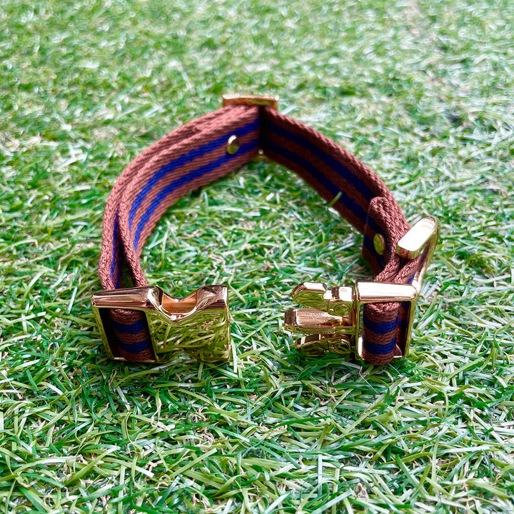 ※予約販売【HOSU】HOSU stripe dog collar(20mm)/Brown×Navy