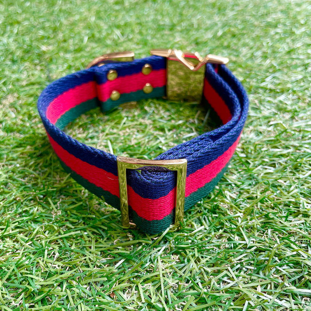 ※予約販売【HOSU】HOSU stripe dog collar(30mm)/Red×Green