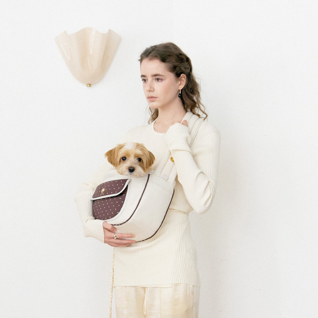 ※予約販売【seoru】Dot Valentine Bag（Brown）｜犬用バッグ