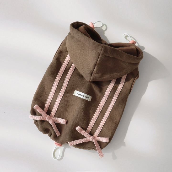 ※予約販売【DURANG RURANG】Ribbon Hoodie Jacket（Choco Brown）