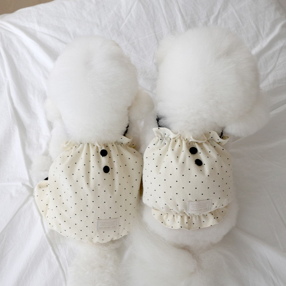 ※予約販売【near by us】corduroy dot romper (cream)