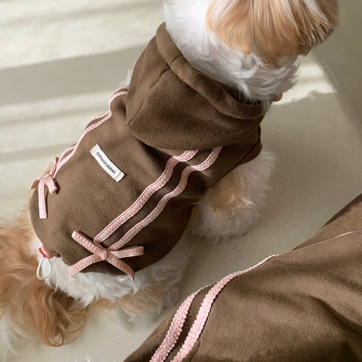 ※予約販売【DURANG RURANG】Ribbon Hoodie Jacket（Choco Brown）