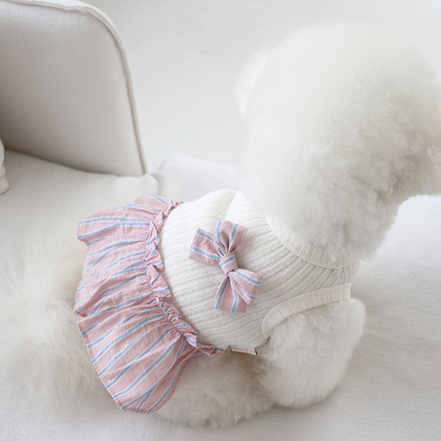 ※予約販売【near by us】Ribbon knit top (pink ivory)
