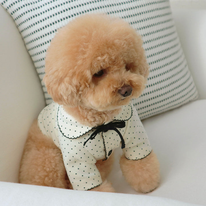 ※予約販売【DURANG RURANG】Dot Ribbon Cardigan（Oreo Cream）