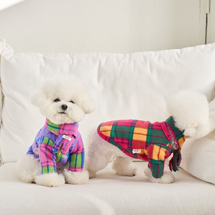 即納【noutti】Check Fleece Jacket shawl set（Pink）