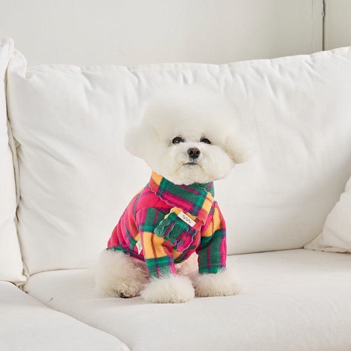 即納【noutti】Check Fleece Jacket shawl set（Pink）