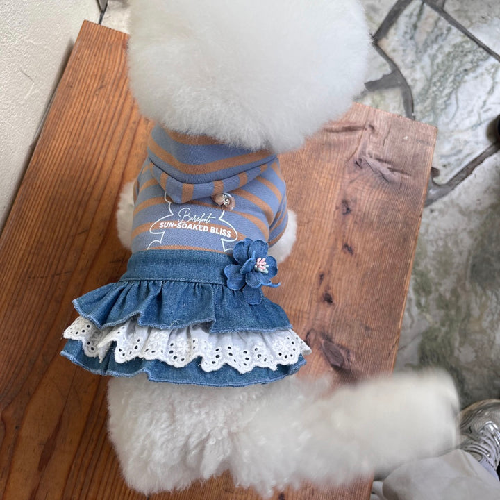 ※予約販売【Hi Yeboo】Denim Flower Skirt（Light Blue/ Dark Blue）
