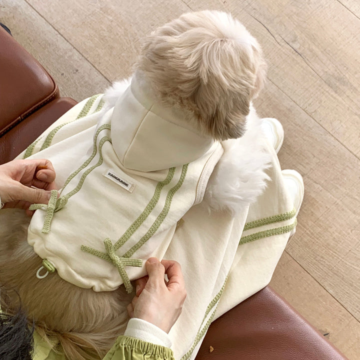 即納【DURANG RURANG】Ribbon Hoodie Jumper（Cream）