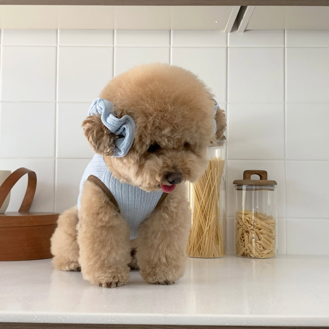 ※予約販売【DURANG RURANG】Teddy Bear Layered Sleeveless（Brown Blue）