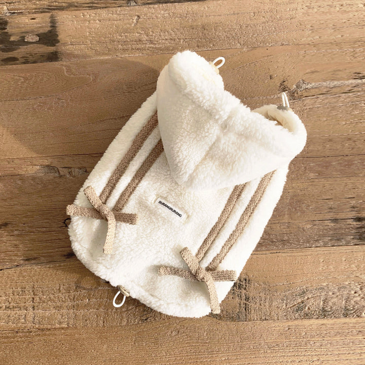 ※予約販売【DURANG RURANG】Ribbon Boa Hoodie Jumper（Cream）
