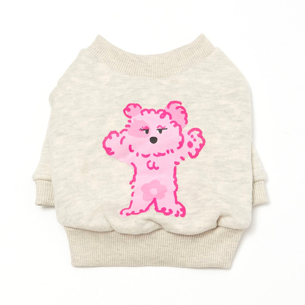 即納【noonoosoom】Noonoo buddy crew neck sweat shirt（Pink Lookie）