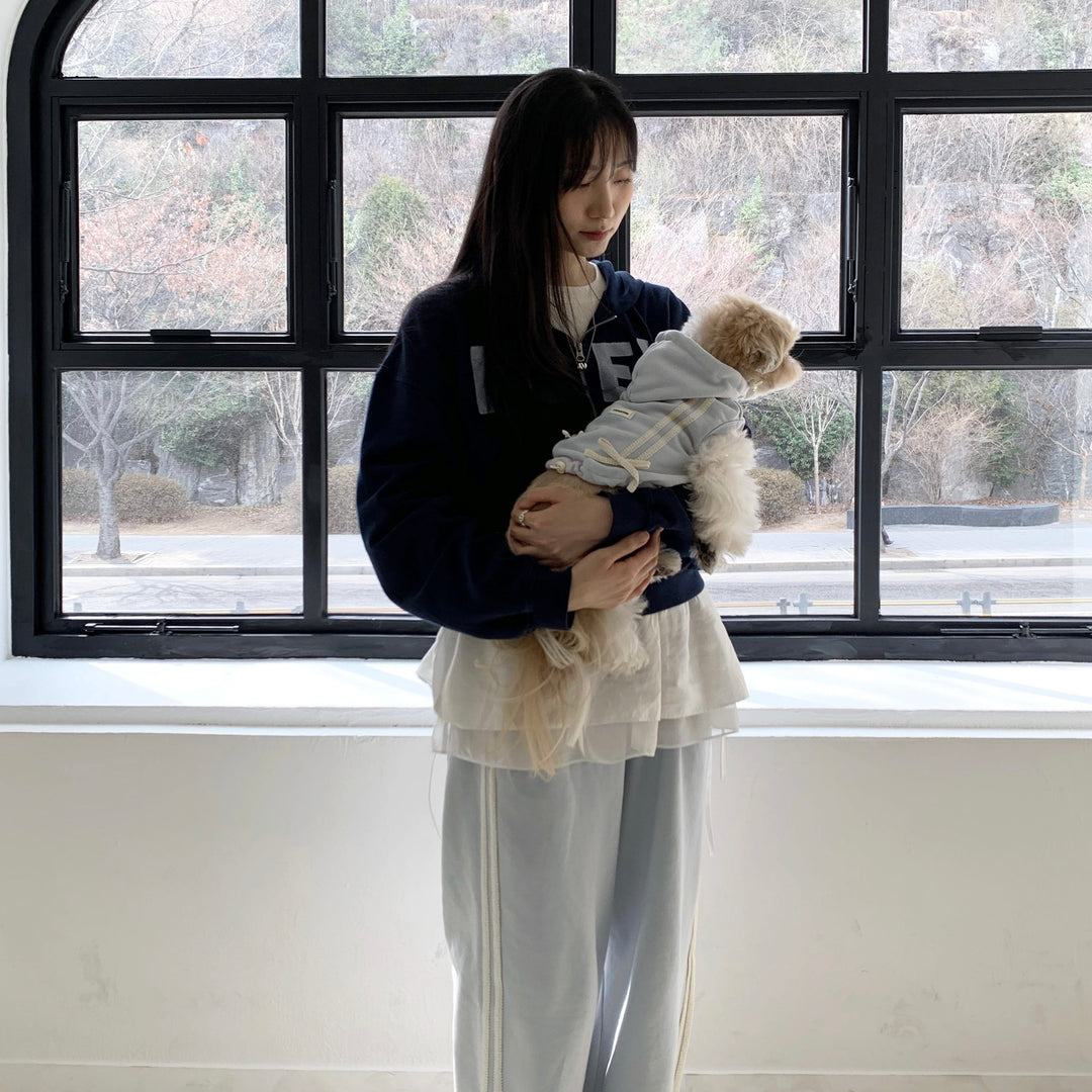 即納【DURANG RURANG】Ribbon Hoodie Jumper（Light Blue）