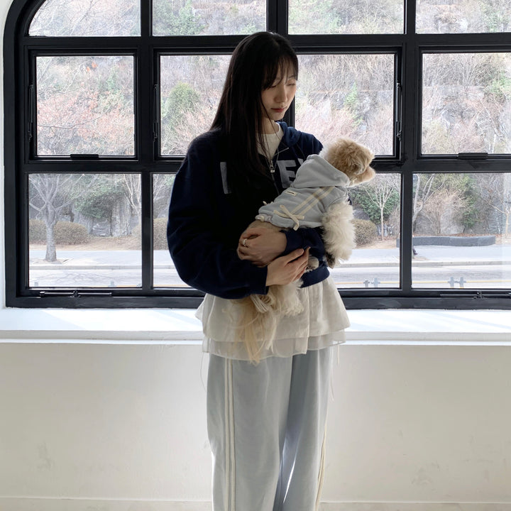 即納【DURANG RURANG】Ribbon Hoodie Jumper（Light Blue）