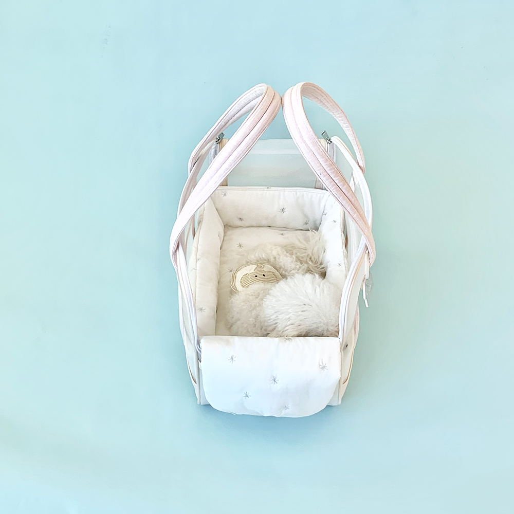※予約販売【seoru】Mesh Ballon Bag（Ivory & Pink）※LINE＆メルマガ限定先行SALE対象外｜犬用バッグ