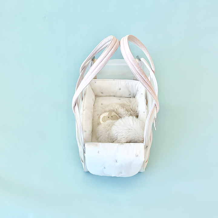 ※予約販売【seoru】Mesh Ballon Bag（Ivory & Pink）※LINE＆メルマガ限定先行SALE対象外｜犬用バッグ