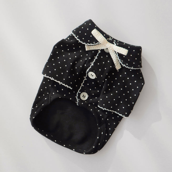 即納【DURANG RURANG】Dot Ribbon Cardigan（Cookie Black）