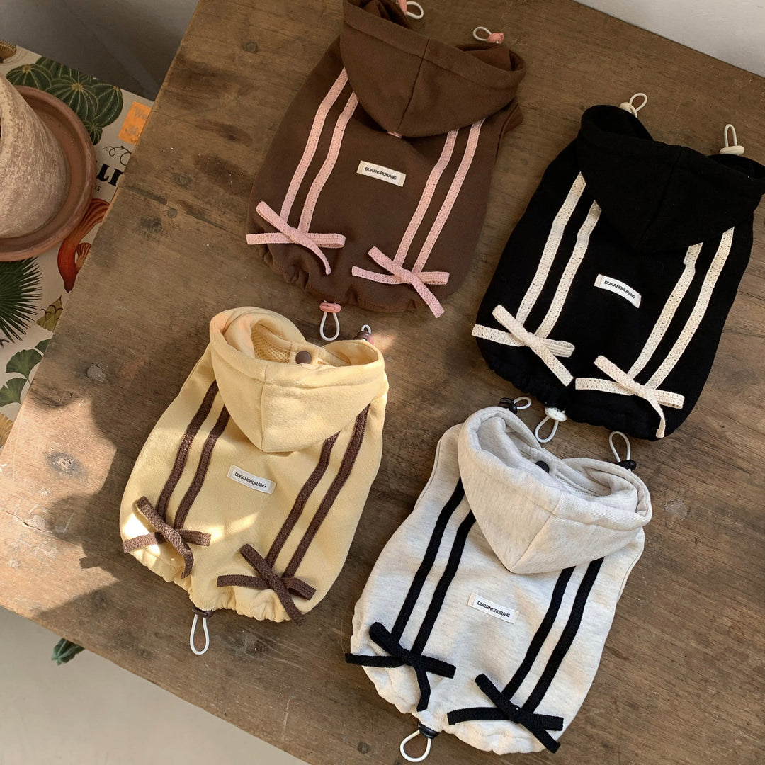 ※予約販売【DURANG RURANG】Ribbon Hoodie Jacket（Choco Brown）