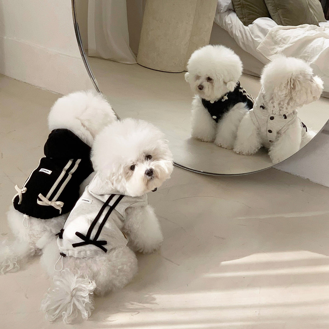 ※予約販売【DURANG RURANG】Ribbon Hoodie Jacket（Melange Gray）