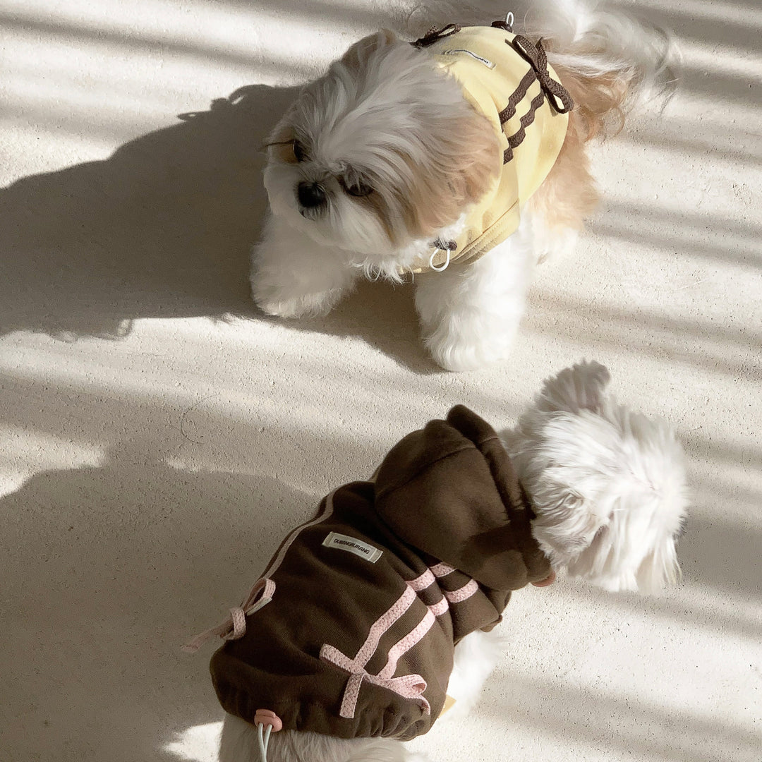 ※予約販売【DURANG RURANG】Ribbon Hoodie Jacket（Choco Brown）