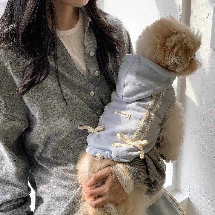 即納【DURANG RURANG】Ribbon Hoodie Jumper（Light Blue）