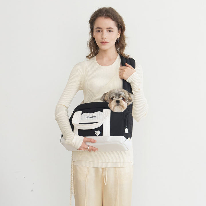 ※予約販売【seoru】Heart Veru Bag（Black）｜犬用バッグ