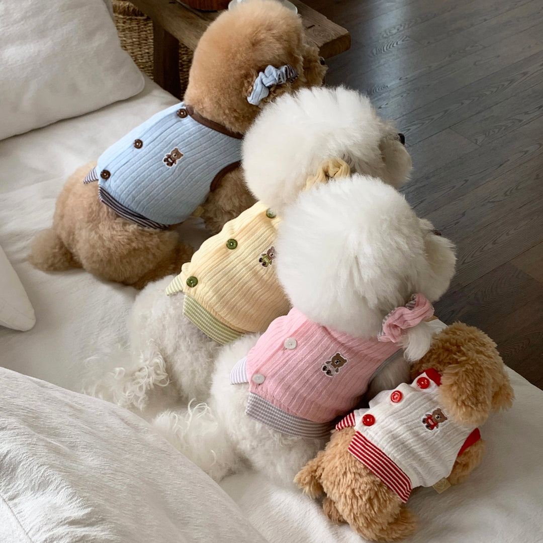 ※予約販売【DURANG RURANG】Teddy Bear Layered Sleeveless（Brown Blue）