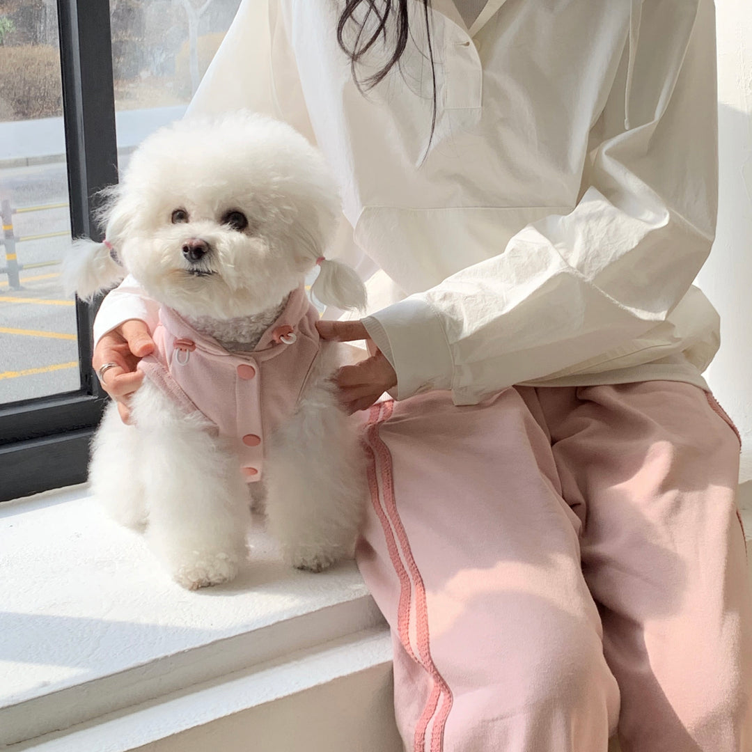 即納【DURANG RURANG】Ribbon Hoodie Jumper（Mute Pink）