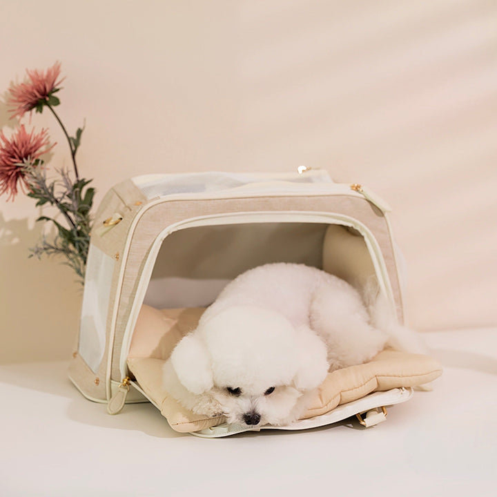 即納【KITCHMOOD】PREMIUM LINE dog camer bag（Ivory）
