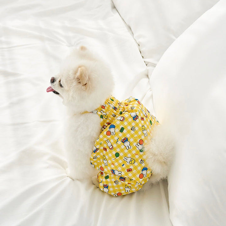 即納【noutti】miffy happy day check ballon overall（Yellow）