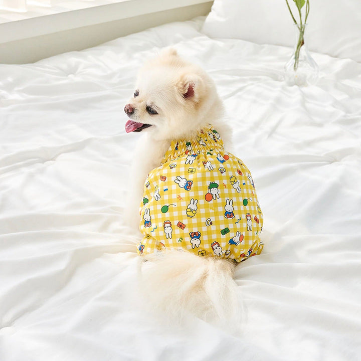 即納【noutti】miffy happy day check ballon overall（Yellow）