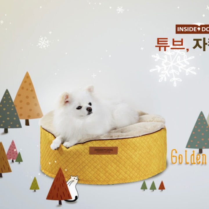 ※予約販売【INSIDE DOG & CAT】macaron Bean bag  tube cover cushion（golden yellow）