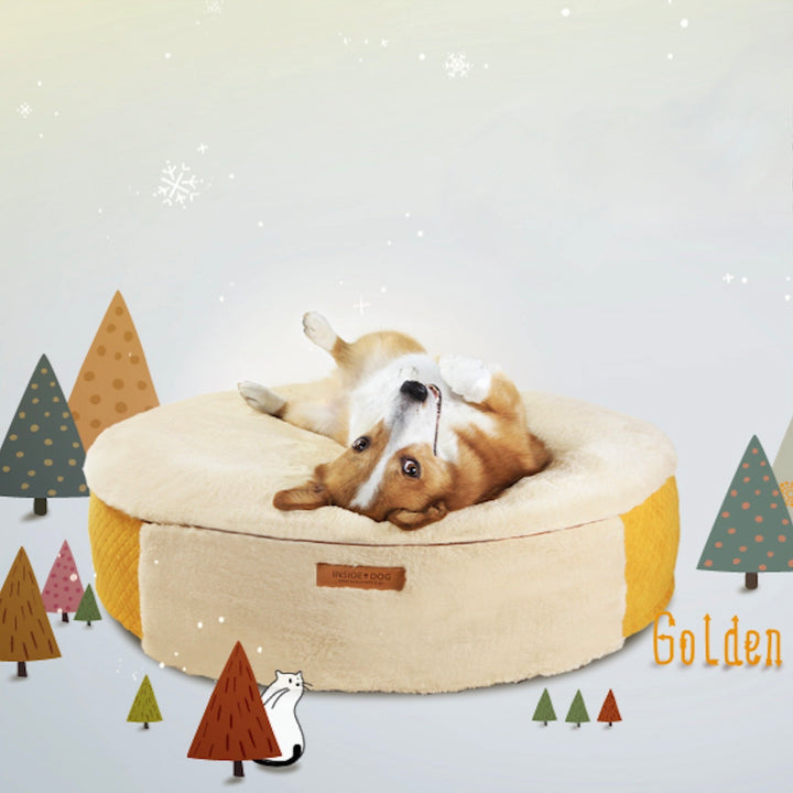 ※予約販売【INSIDE DOG & CAT】macaron tube cover B cushion（golden yellow）