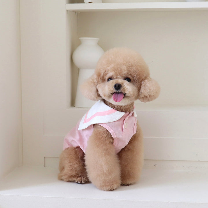※予約販売【Chiot】Pastel linen cape top（Pink）