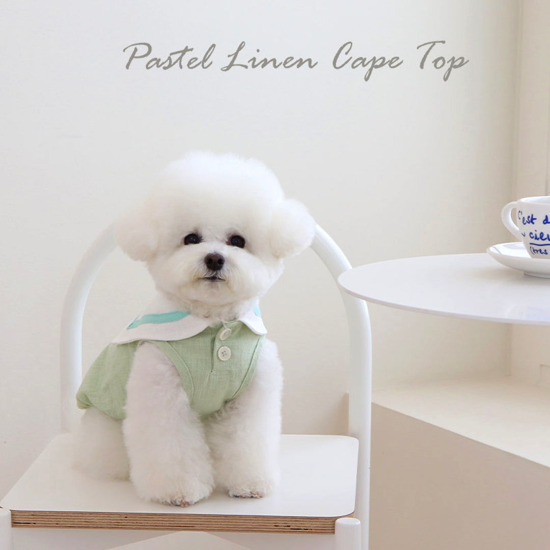 ※予約販売【Chiot】Pastel linen cape top（Mint）