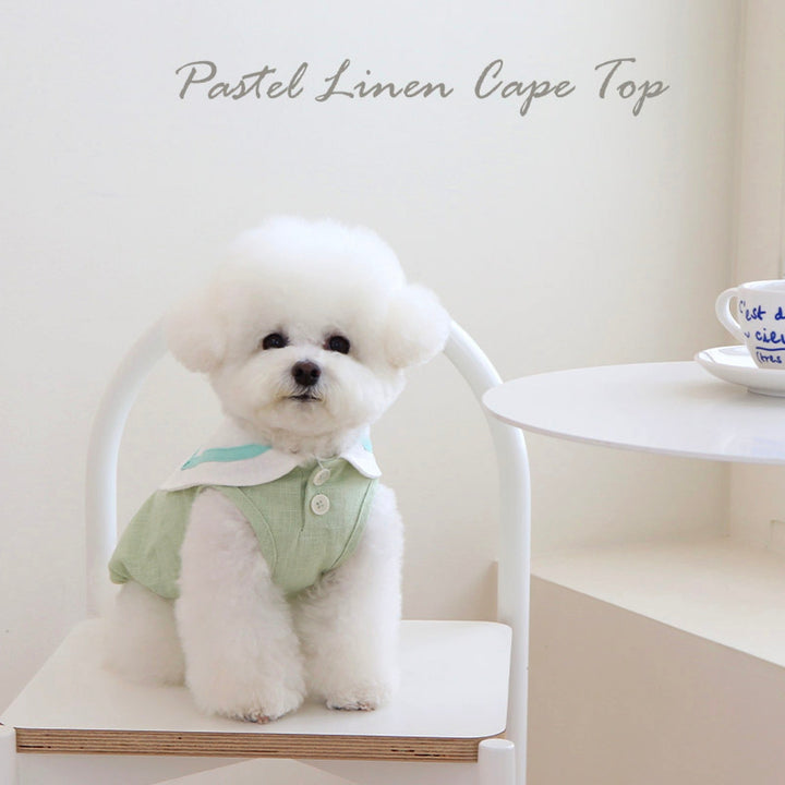 即納【Chiot】Pastel linen cape top（Mint）