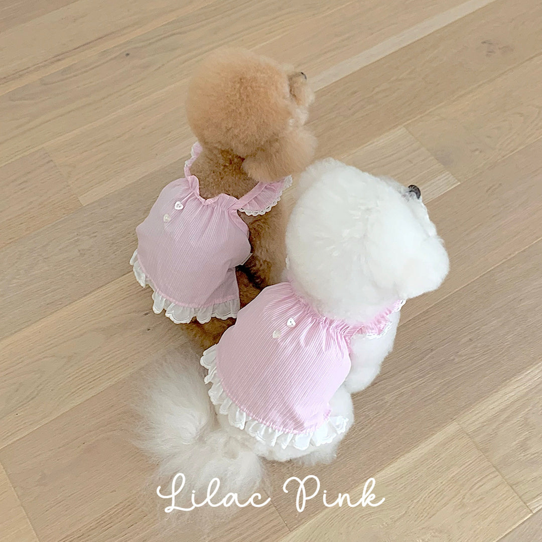 ※予約販売【near by us】Lace frill top (lilac pink)