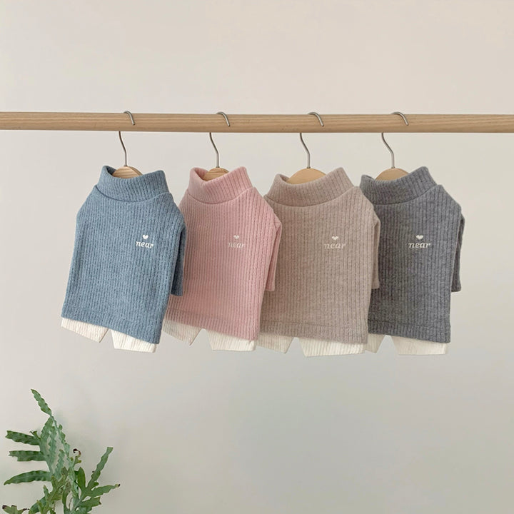 ※予約販売【near by us】Layered knit top（mellange grey）