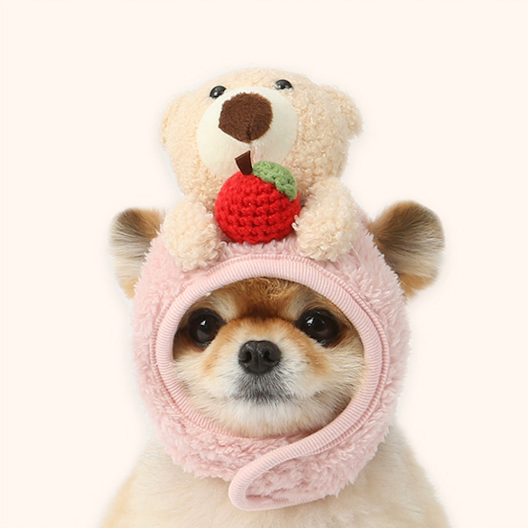 ※予約販売【ITS DOG】Apple knit Hat（Bear Pink）