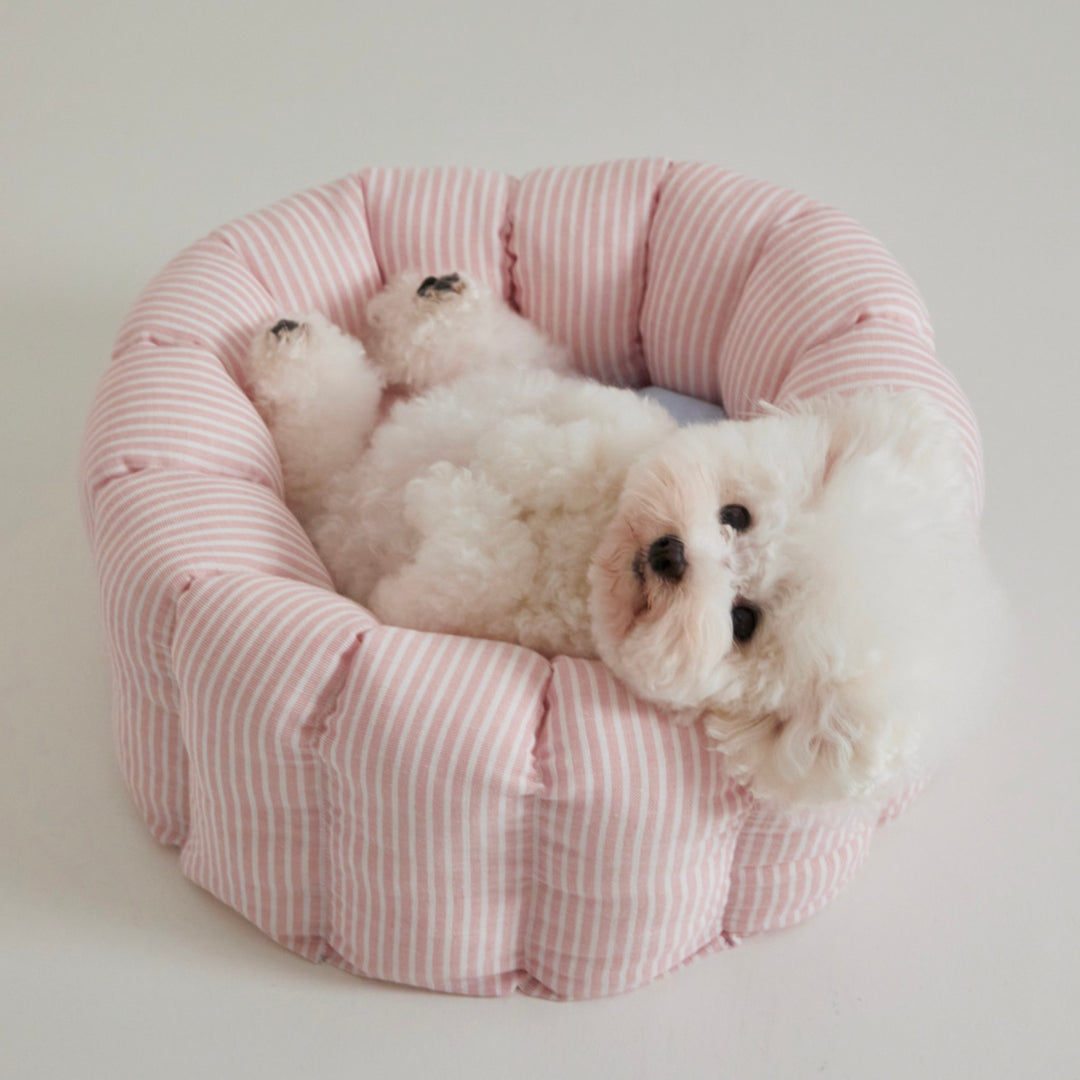 ※予約販売【azalea】Canele Cushion（Stripe Linen / Pink）