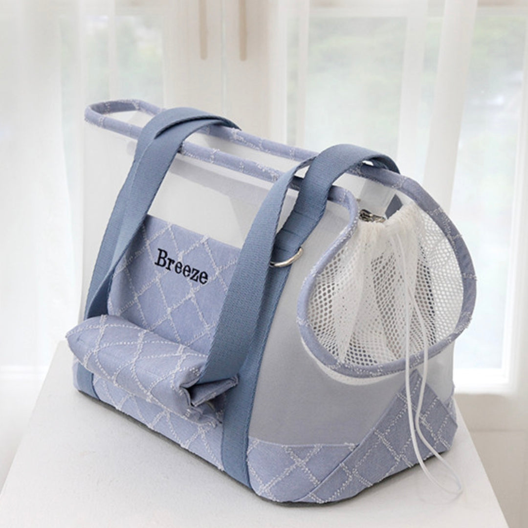 ※予約販売【WandookongMom】Air Breeze Quilting Diamond Bag ネーム刺繍入りキャリーバッグ（Sky Blue）
