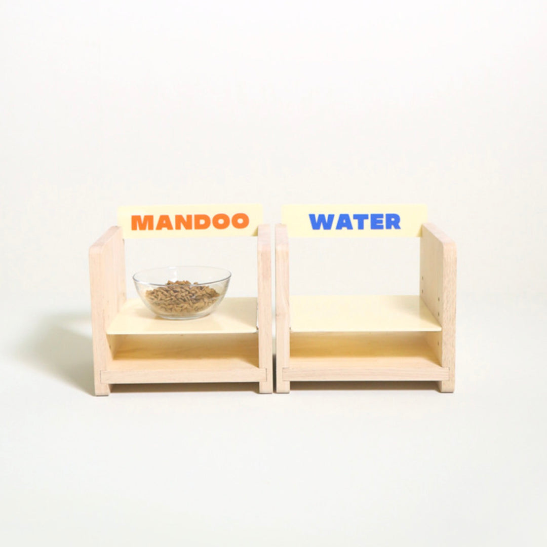 ※予約販売【Amob】Puppy Naming Tableware Wood Table（小型犬・猫用）