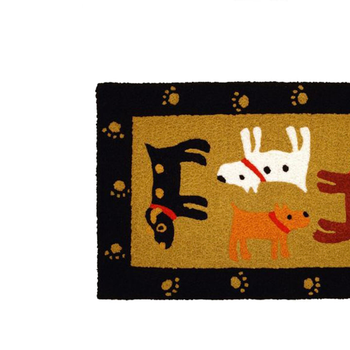 即納【OOPS! MY DOG】Four Doggies in Black Rag Mat