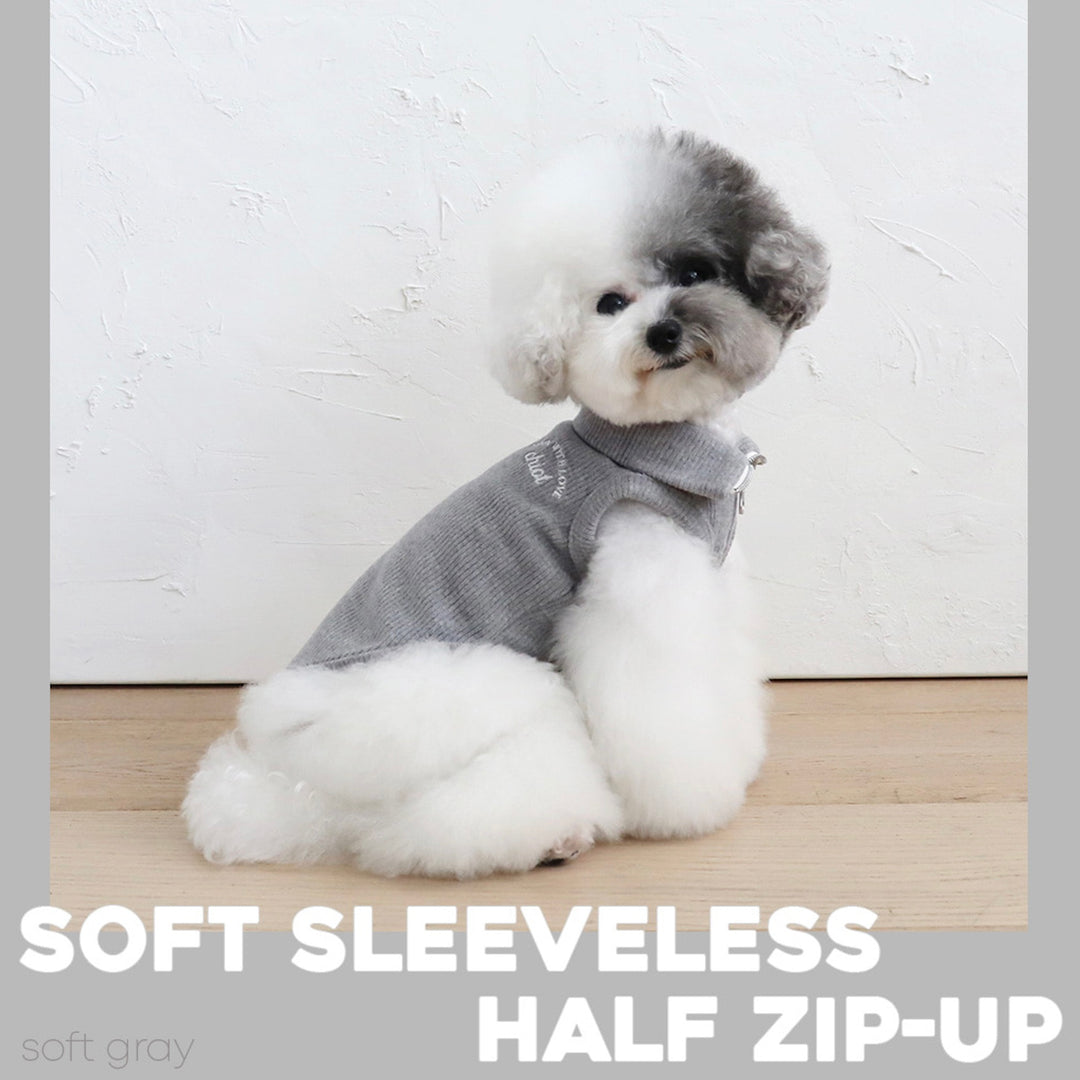 ※予約販売【Chiot】Soft Sleeveless Half Zip up（Soft Gray）