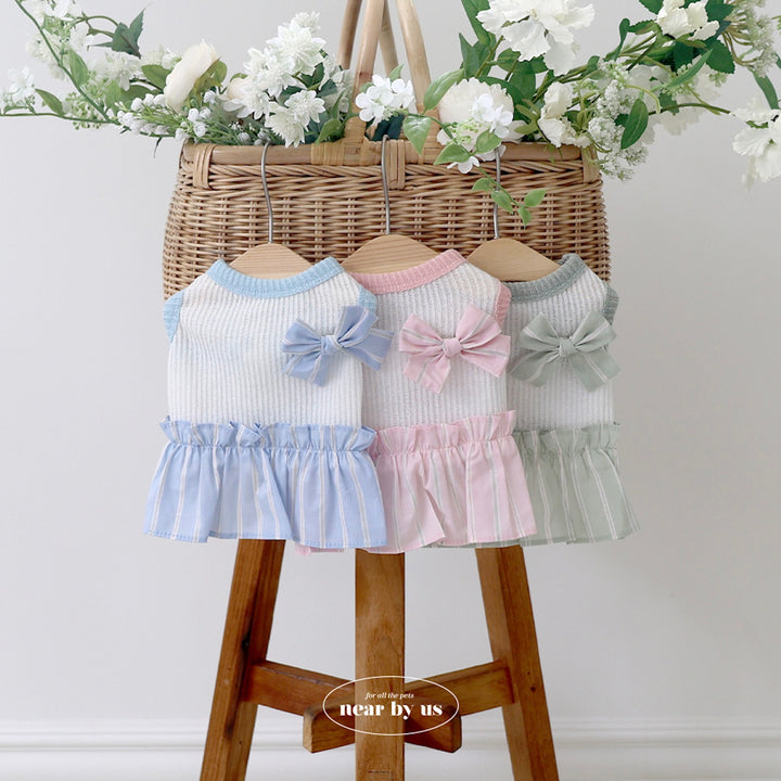 ※予約販売【near by us】Ribbon knit top（Baby Blue）