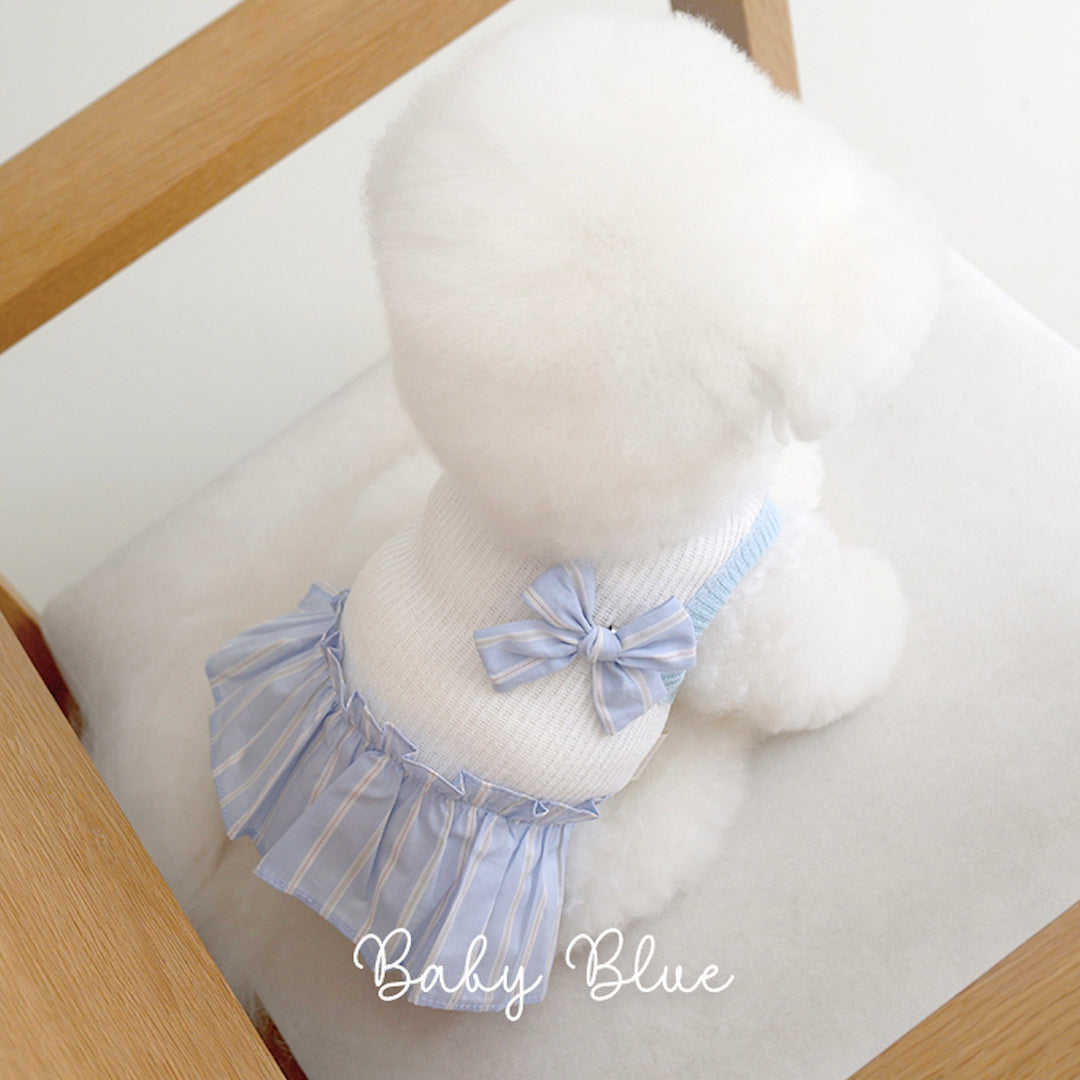 ※予約販売【near by us】Ribbon knit top（Baby Blue）