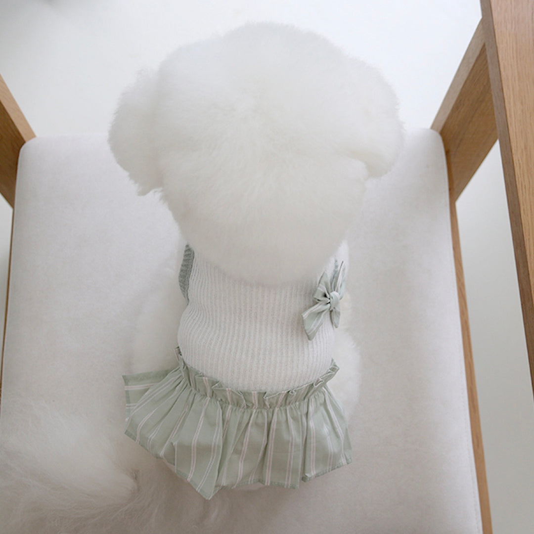 ※予約販売【near by us】Ribbon knit top（Greentea）