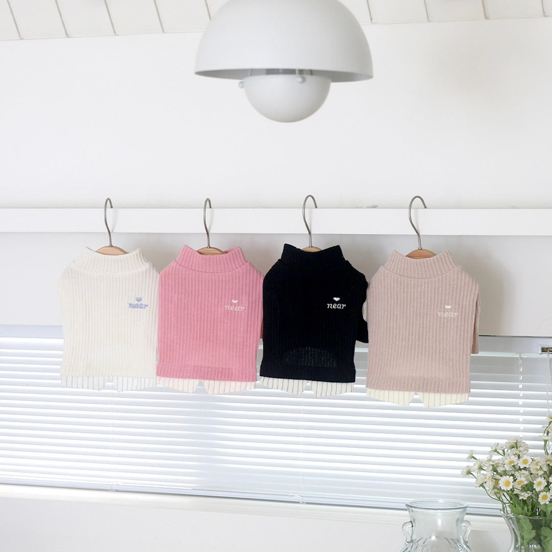 ※予約販売【near by us】Layered knit top（Bright Pink）