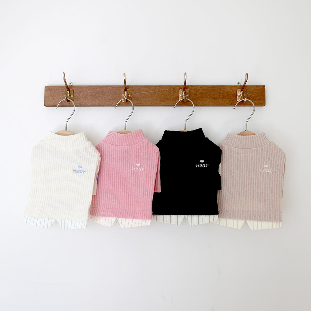 ※予約販売【near by us】Layered knit top（Milk Ivory）