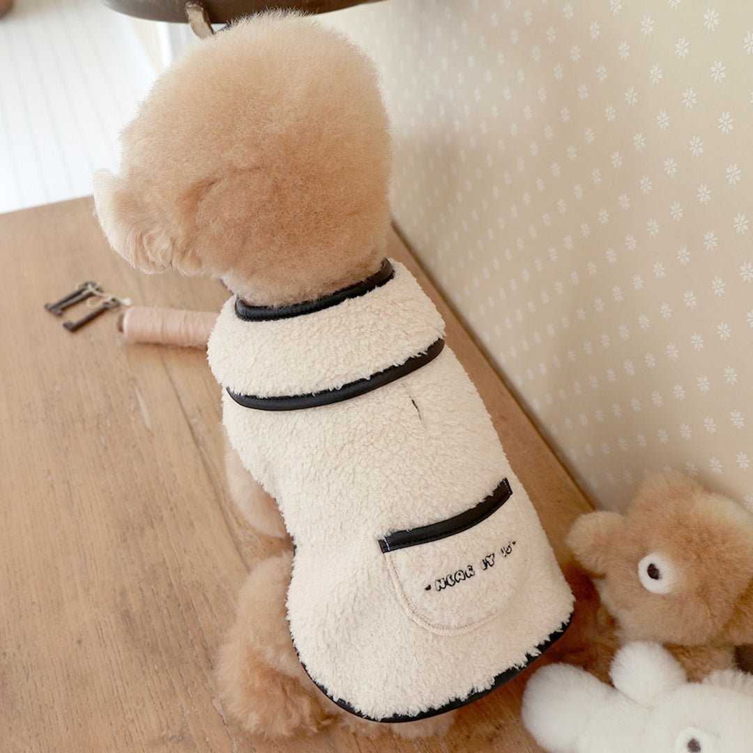 ※予約販売【near by us】Teddy Leather Fleece Coat（Cream）