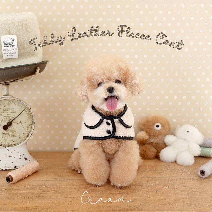 ※予約販売【near by us】Teddy Leather Fleece Coat（Cream）